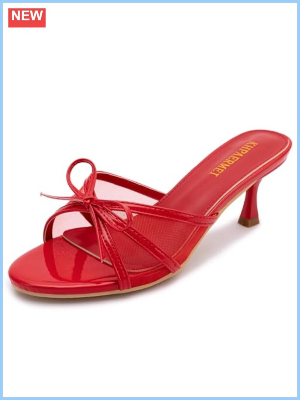 Kitten Heel Sandals Open Round Toe Bow PU Leather Mules